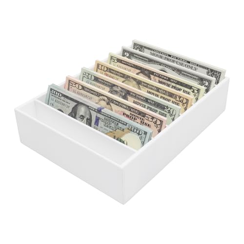 SAFEMoney Organizador para dinheiro, suporte de dinheiro de acrílico branco com 8 compartimentos, ba