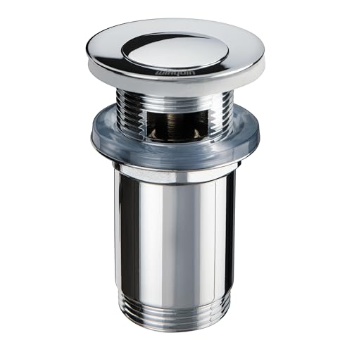 Wirquin 30723417 Ablaufgarnitur für Waschbecken, Messing, Quick Clac-System – innen zu überlaufender Körper lang