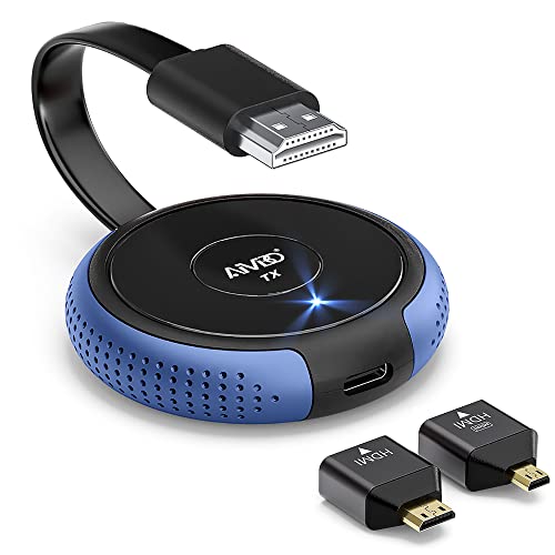 AIMIBO Transmetteur HDMI sans Fil - 4K/5G Extension HDMI Wireless Transmitter Portée 164FT/50M Vidéo en Streaming HD avec Antenne Externe pour Télévision/Live/Meeting/Streaming de Jeux, Bleu