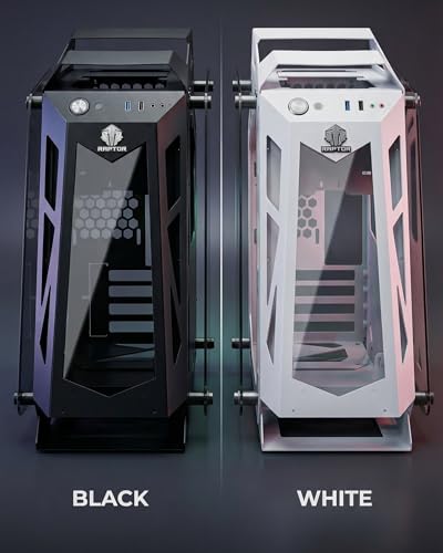 Image of Raptor Sentinel Open Frame Gaming PC Cabinet with 3 RGB Fans Included (Black /White) | mATX & Mini-ITX Support | Tempered Glass Panels | High Airflow Mid Tower Case for Gaming Builds