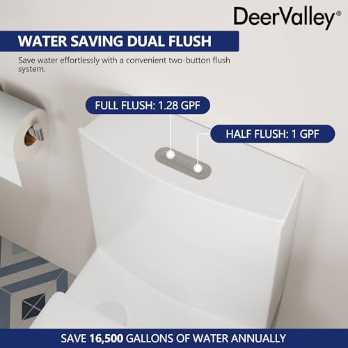 Image of DeerValley One-Piece Modern Toilet with Comfort Height | Elongated Bowl & Dual Flush | Seat Included