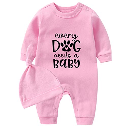 YSCULBUTOL Baby Twins Bodysuit Every Dog Needs A Baby Newborn Long Sleeve Clothes Unisex Twin Outfits With Hat