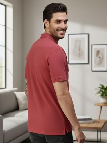 Image of Lux Cozi Men's Cotton Solid Polo Tshirt | Collar Tshirts | Half Sleeves | Stylish & Premium All Day Wear | Pack of 1