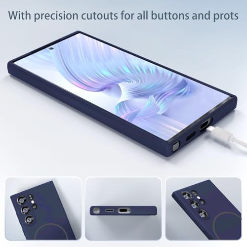 Image of DIZORO Microfiber Candy Case Compatible for Samsung S26 Ultra 5g Magnetic Silicone Case, Compatible with MagSafe Shockproof, Anti-Scratch Soft Non-Slip Full Body Protective Back Cover (Blue)