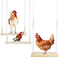 Kalekey 3PCS Chicken Swing, Natural Wood Chicken Toys for Coop, Easy Install Chicken Run Accessories, Adjustable Wood Stand for Hens Poultry Rooster Bird Parrot