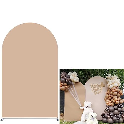 afoloa Beige Tan Solid Arched Stretchy Fabric Covers for Parties Chiara Arch Backdrop Stand Cover Wedding Birthday Party Favors Tablecloth Decorations(4x7.2ft)