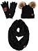 3 Pack Double Pom Faux Fur Beanie, Gloves, and Scarf - Black (Natural Faux Fur)