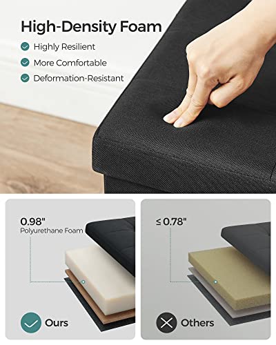 Image of SONGMICS MAZIE Collection - 43 Inches Folding Storage Ottoman Bench, Ottoman Foot Rest, End of Bed Bench, Storage Chest, Load 660 lb, for Living Room, Bedroom, Entryway, Ink Black ULSF077B01