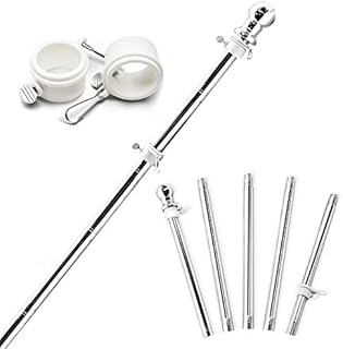 Anley 6 FT Flag Pole Stainless Wall Mount Flag Pole with Tangle Free Rotating Rings - Adjustable Length, Heavy Duty & Rustproof Flag Pole for House, Yard and Commercial (1 Inch Dia.)