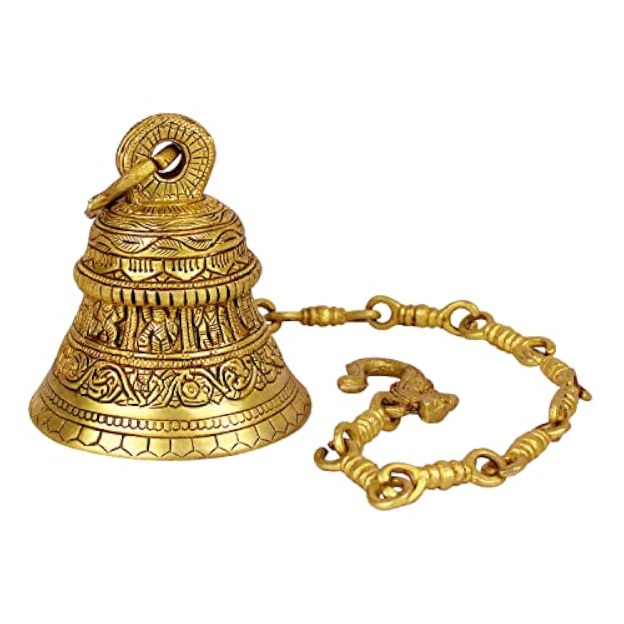 Dashavatar Brass Hanging Bell with Chain, 24 Inches