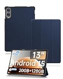 Funda para TECLAST T65 13.4 pulgadas 2025 Última Tablet,toergy Soporte Delgado Triple Funda de Protección Dura Impermeable, Resistente a los Golpes y al Polvo,Azul Oscuro