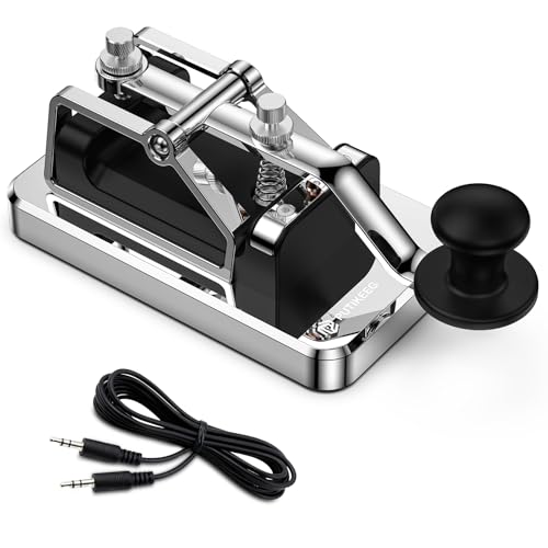 Image of Mini CW Key Automatic Morse Send Telegram Double Paddle Morse Code Key Aluminum Alloy Body (Silver)