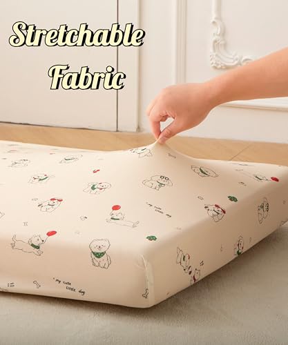 Image of SDY Dog Jersey Crib Sheets, Cute Animal Crib Sheets for Standard CribMattress&Toddler Bed Mattress Cover,2 Packed, Size52 x28 x8, Super Soft Jersey Fitted Sheet for Baby Boys and Girls