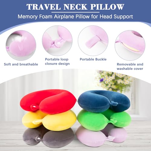 Travel Pillow for Rest Neck Pillow for Airplane Flight Pillow Memory Foam Travel Pillows Neck Cushion Compact Lightweight Quick Pack (Purple) - Image 3