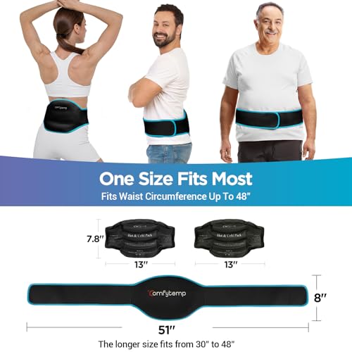 Image of Comfytemp Ice Pack for Back Pain Relief, 2 Pcs, Sciatica Ease Brace, Reusable Gel Lower Back Ice Wrap for Injuries, Hot Cold Compress for Lower Lumbar, Waist, Men Women After Surgery (Black)