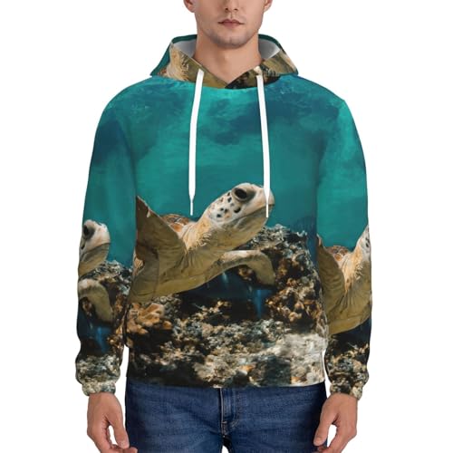 Sweat à capuche chaud imprimé tortue de mer fini les pulls d'hiver ternes