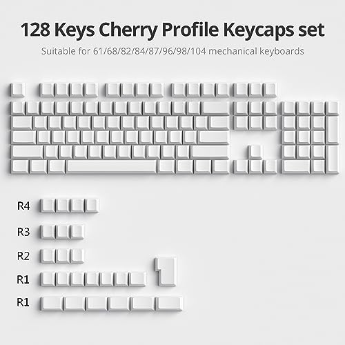 Image of Blank White PBT keycaps Custom Cherry Profile 1.5mm Thick ANSI ISO Minimalist Keycap Set for 60% 65% 75% Fullsize MX Switches Mechanical Keyboard (Blank White)