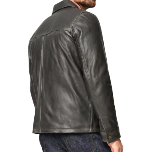 Image of Isaac & David Chicago Men's New Black /Brown Lambskin Leather Classic Open Bottom Jacket Motorcycle Vintage Racing Jacket