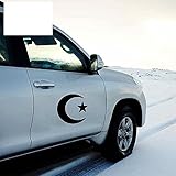 58 cm x 58 cm Islam musulmán media luna símbolo gráficos grandes divertidos pegatinas de coche para carrocería de coche