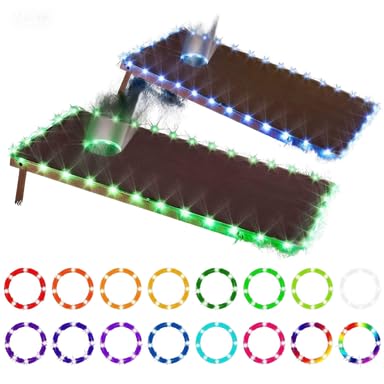 LED Cornhole Lights Remote Control Cornhole Board Edge and Ring LED Lights 16 Color Change by Yourself a Great Addition for Playing Bean Bag Toss Cornhole Game