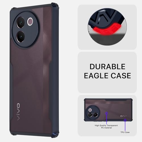 Image of Pikkme Vivo V30e 5G Back Cover | Crystal Clear Transparent Back | Ultra Hyrbid | Full Camera Protection | Raised Edge | Bumper Back Case (Blue)