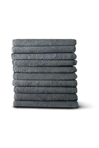 Image of Premium 350 GSM Microfiber car Cleaning Cloth (Pack of 10) | absorbant Microfiber Cloth| car and Bike Washing and Cleaning Multipurpose Micro Fiber Cloths (Grey)
