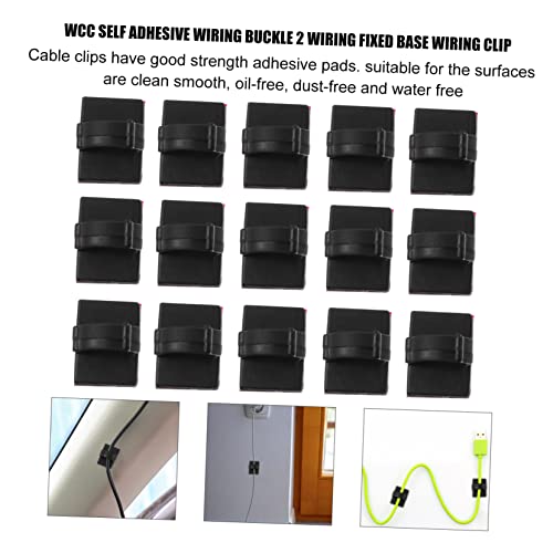 Clips adhesivos para cables 100 pcs en plástico negro | Almohadillas adhesivas fuertes, sin necesidad de perforar, plástico resistente a la corrosión, buen aislamiento, accesorio para gestión de cables miniatura 4