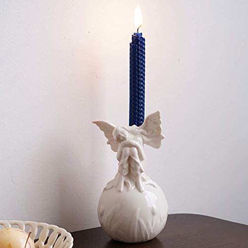 Bougeoir ange gardien blanc pour cheminée et table - 4