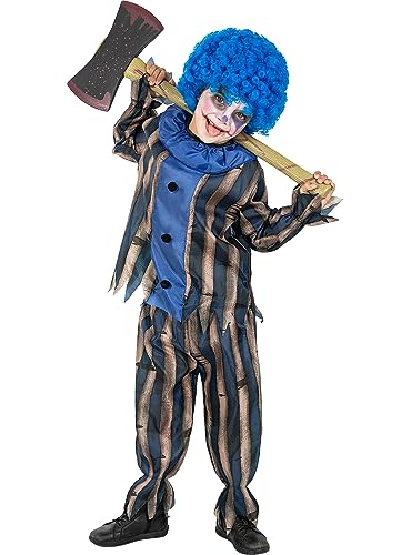 Funidelia | Disfraz de payaso terrorífico para niño Payaso, Payaso Asesino, Halloween, Terror - Disfraz para niños y divertidos accesorios para Carnaval y Halloween - Talla 7-9 años - Granate