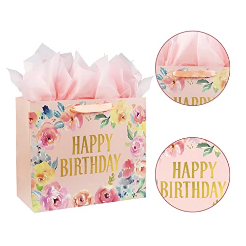 13-Large-Happy-Birthday-Gift-Bag-with-Card-and-Tissue-Papers-for-Women-Girls-Floral-Design-with-Handles