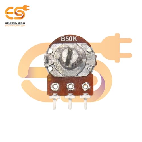Image of Electronic Spices 50k 3 Pin 14mm Long Round Shaft Rotary Potentiometer Volume Pot 50K with Knob for Multiple Applications (Pack of 4)