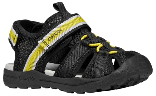 Geox J Vaniett Boy A Sandalia, negro/amarillo, talla 31 EU