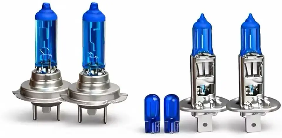 Kit 4 Lâmpadas Super Brancas para Farol, H1 H7, 8500K, 12V 55W, Inclui Pingo