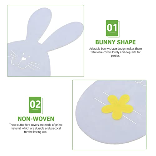 cabilock 8 pçs suporte de mesa de páscoa tecido não tecido feltro coelhinho talheres bolso utensílio