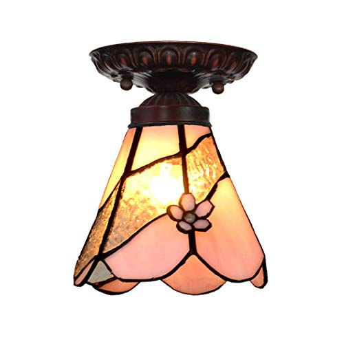 Plafonnier de style vitrail authentique TQHGM luminaire floral luxe