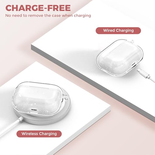 Image of OTOPO for Airpods 4 Case Clear with Cleaning Kit 2024, Soft TPU Transparent Apple AirPods 4th Generation Protective Cover Skin Women Men for iPod 4 Case, Glitter Clear