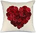 AENEY Valentines Pillow Cover 18x18 for Couch Love Red Rose Sweet Heart Valentine's Day Decorations Throw Pillow Home Decor Pillowcase Faux Linen Cushion Case Sofa A176