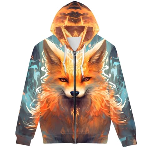 GLUDEAR Men's 3D Printed Cool Wolf Hoodie Novelty Full Zip Sweatshirt Pullover Hoodies XS-5XL