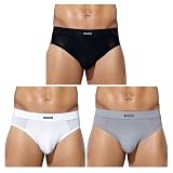 [Casey Kevin] ブリーフ メンズ 下着 パンツ ビキニブリーフ 前閉じ 3枚 セット 立体成型フロント 男性用 アンダーウエア 通気性 CK4023 黒/白/グレー 各1枚 M