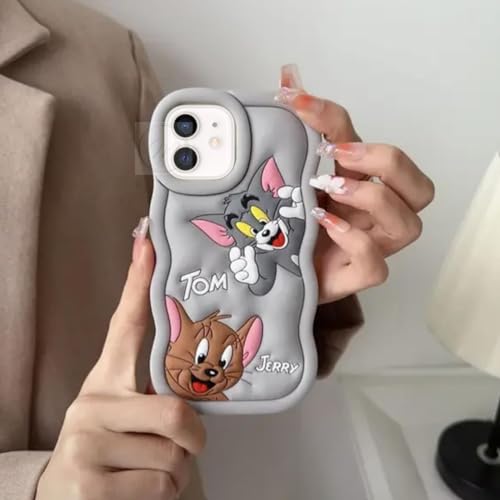 Image of MIDOS Back Cover Compatible with iPhone 12 Soft Silicone 3D Cute Cartoon Full Protective Case for iPhone 12 (Grey)