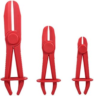 Fuel Line Clamp, 3 Pcs Hoses Pinch Off Pliers Set for Auto Brake Fuel Hoses, Flexible Nylon Hose Clamps For Repairing Coolant, Brake, Vacuum and Fuel Systems, Red