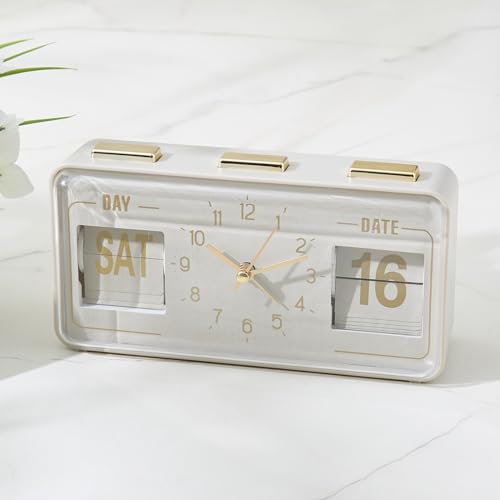 Image of Home Centre Casablanca Glimmer Table Clock with Day and Date - 16.5x5.5x9.5cm