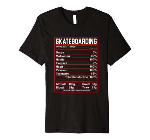 Funny Skateboarding Nutrition Facts Skate Board Premium T-Shirt