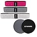 Navaris Set Bandes de Résistance - 3X Bande Élastique et 2X Disque de Glisse pour Musculation Gymnastique Yoga Fitness - Article Exercice Sport