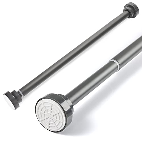 Stainless Steel Extendable Shower Curtain Pole 115-210cm Tension Rods for Curtain Telescopic Curtain Poles No Drilling Adjustable Shower Curtain Rail for Kitchen Closet Bathroom Window, Dark Grey