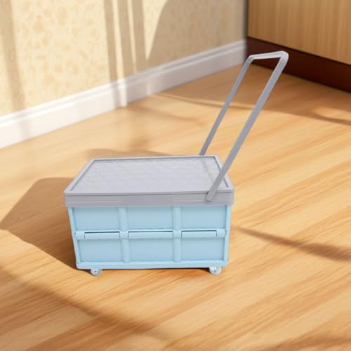 Carrito de almacenamiento azul de plástico resistente con ruedas y asa 6