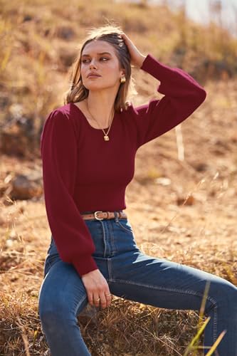 Image of MASCOMODA Womens Puff Long Sleeve Ribbed Sweater Bodysuits