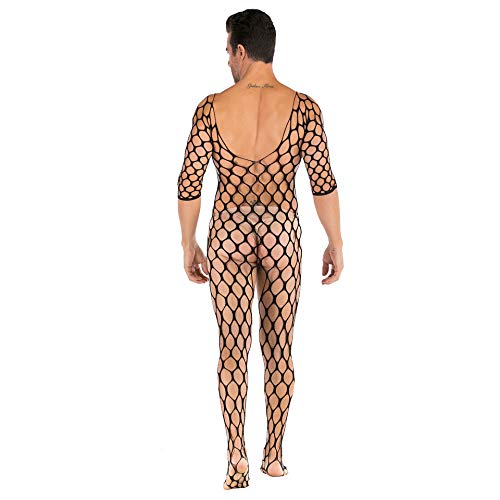 Czizitong Cosplay Männer Sex Ausschnitt Schwarz Jumpsuit Lange Ärmel Sexy Transparentes Mesh Mann Nachtwäsche Dessous