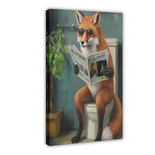 Impression sur toile renard rouge deco murale chambre et salon 76cm