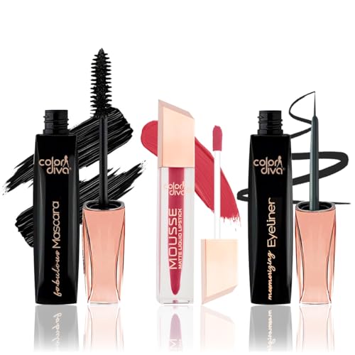 Image of Adbeni Value Pack, Mousse Matte Liquid Lipstick With Eyeliner & Mascara, 5.5ml Each | Long Lasting, Water & Smudge Proof, Light Weight, 14 Hour Long Stay, Pack Of 3 (Smooth Symphony 158)